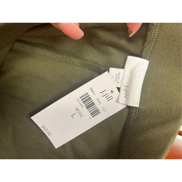 J. Jill Moss Green Cropped Wide Leg Pull On Pants sz L NWT - Picture 6 of 7
